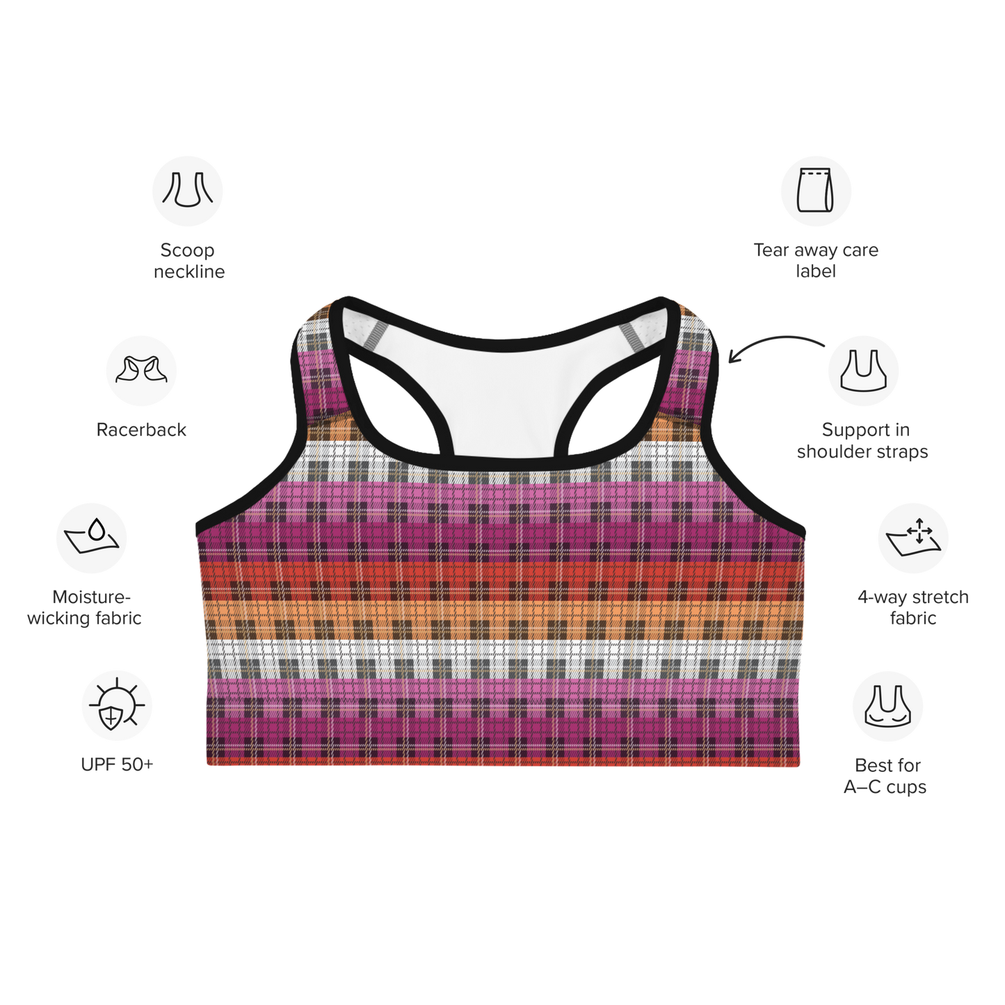 Lesbian Plaid Sports bra