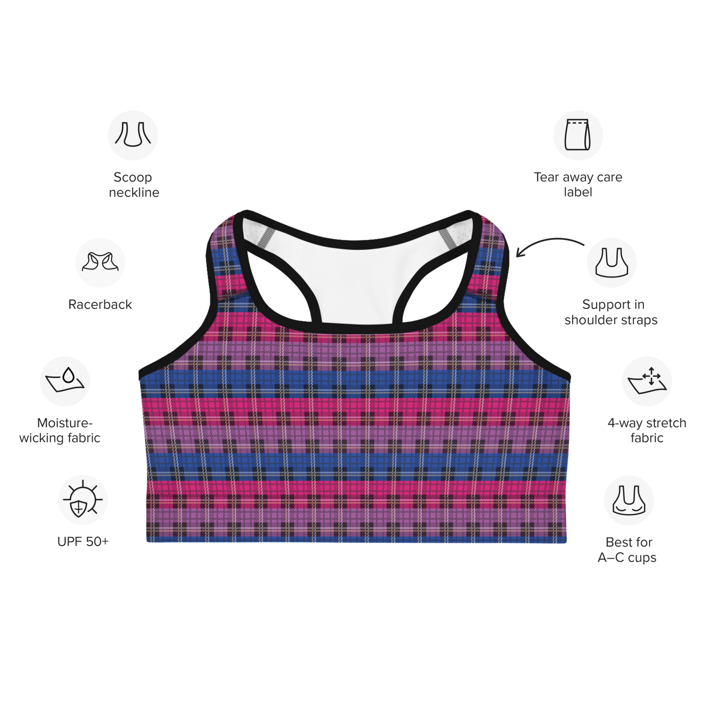 Bi Plaid Sports bra