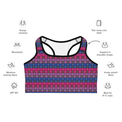 Bi Plaid Sports bra