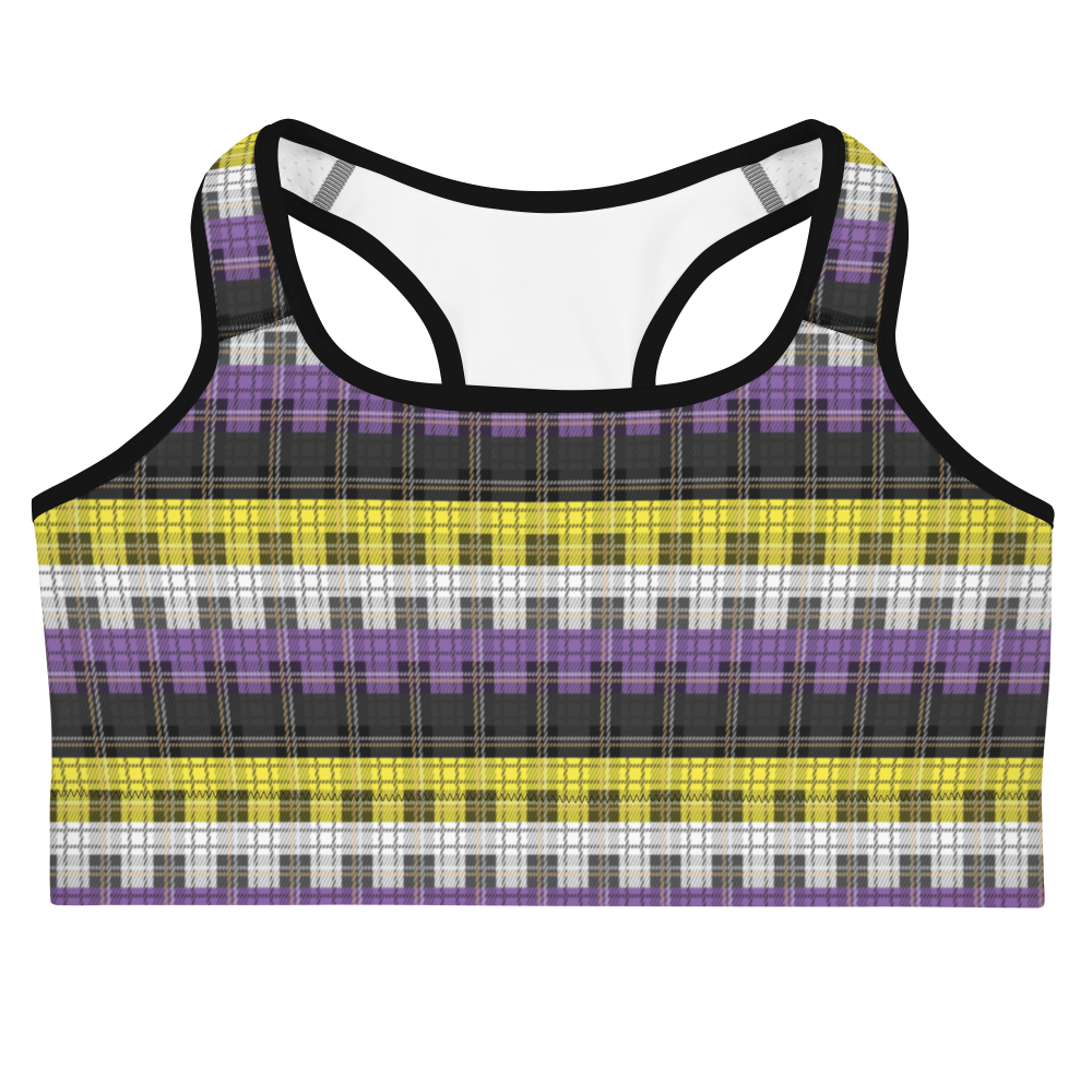 Enby Plaid Sports bra