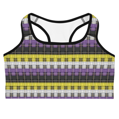 Enby Plaid Sports bra