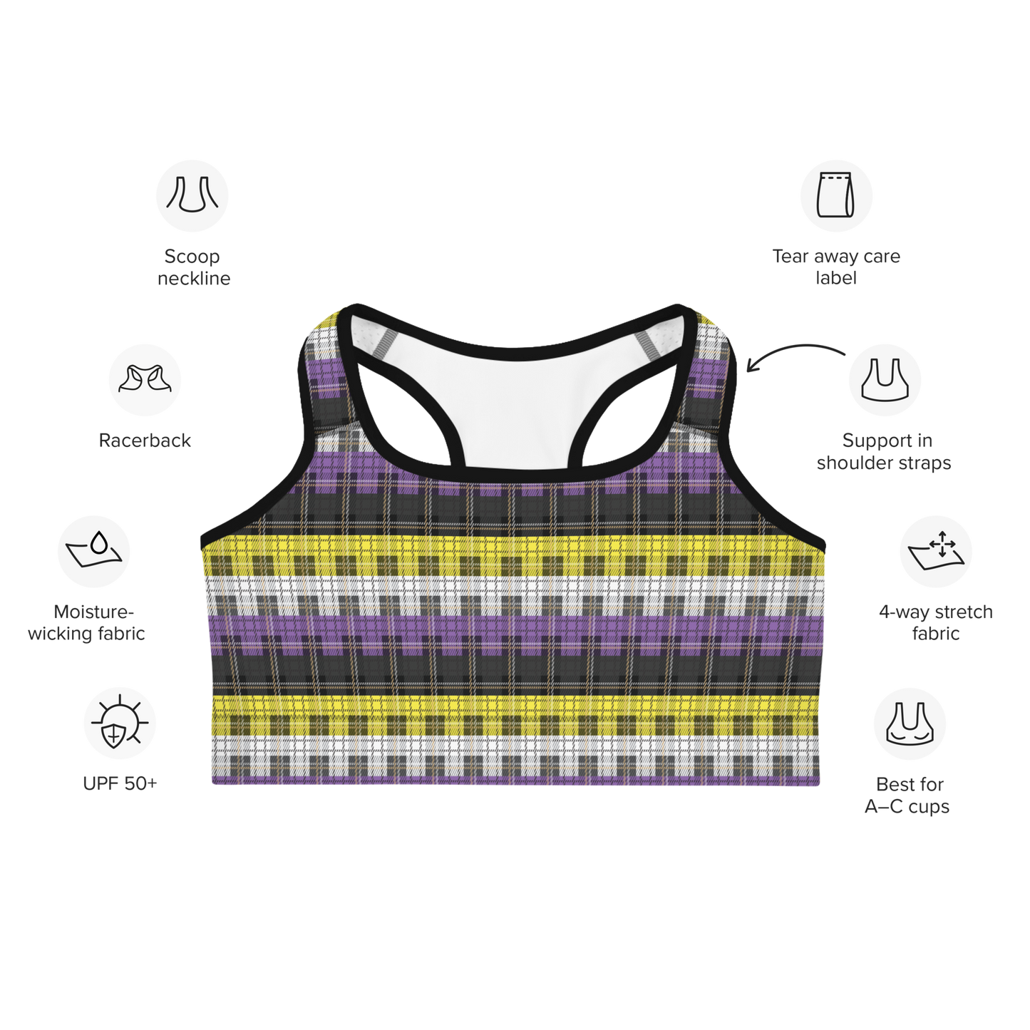 Enby Plaid Sports bra