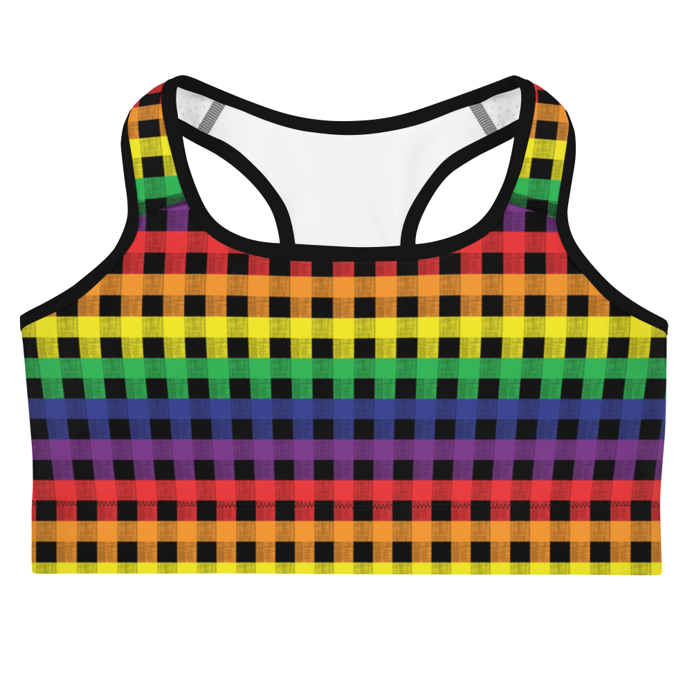 Rainbow Flannel Sports bra