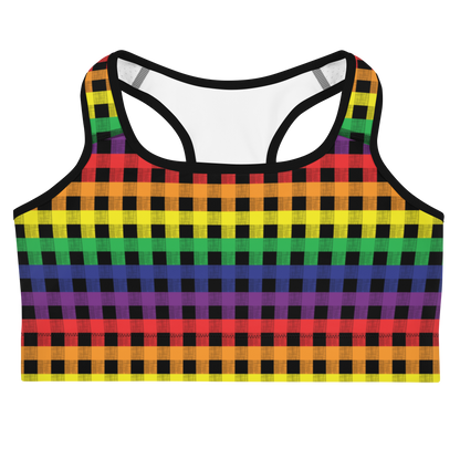 Rainbow Flannel Sports bra