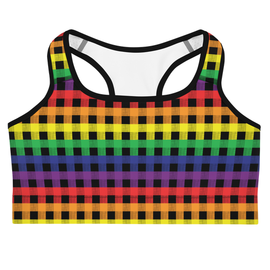 Rainbow Flannel Sports bra