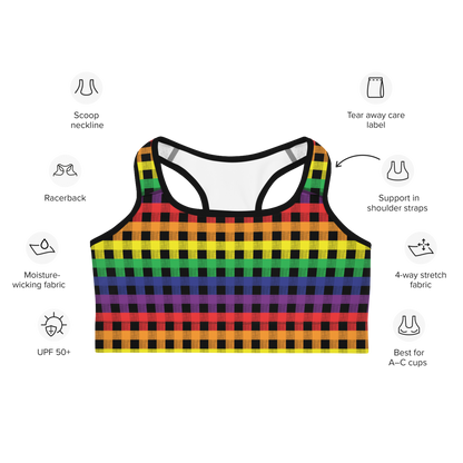 Rainbow Flannel Sports bra