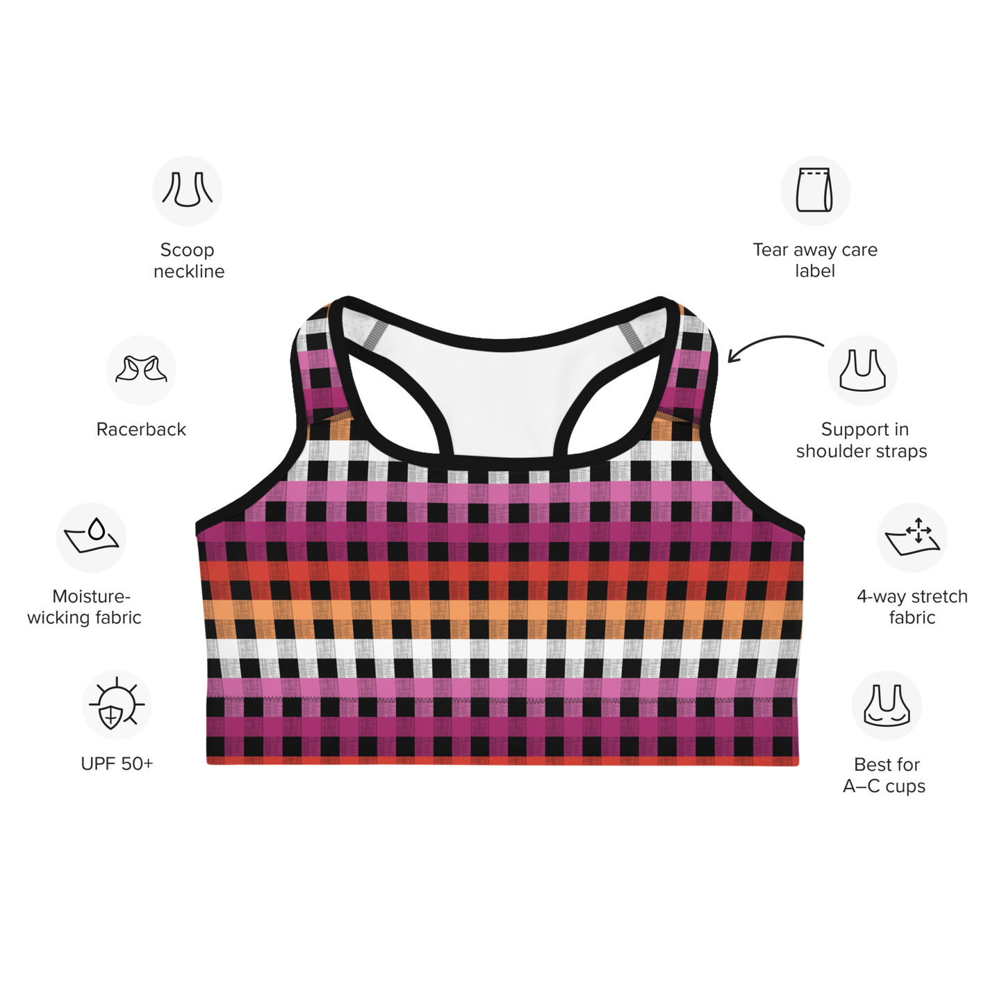 Lesbian Flannel Sports bra