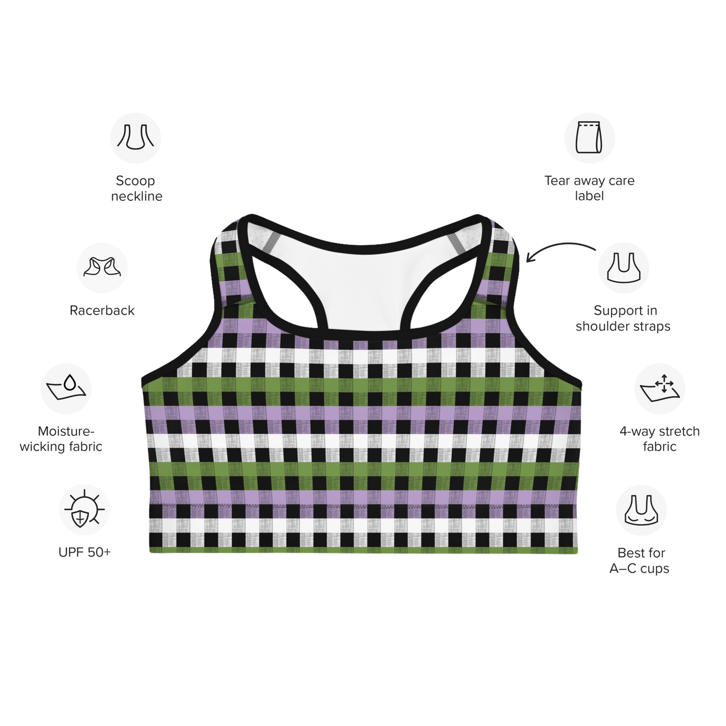 Genderqueer Flannel Sports bra