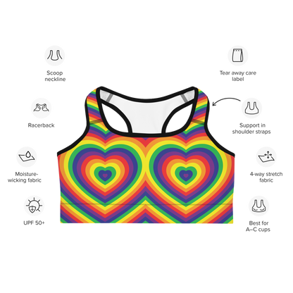 Rainbow Hearts Sports bra