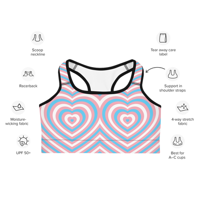 Trans Hearts Sports bra