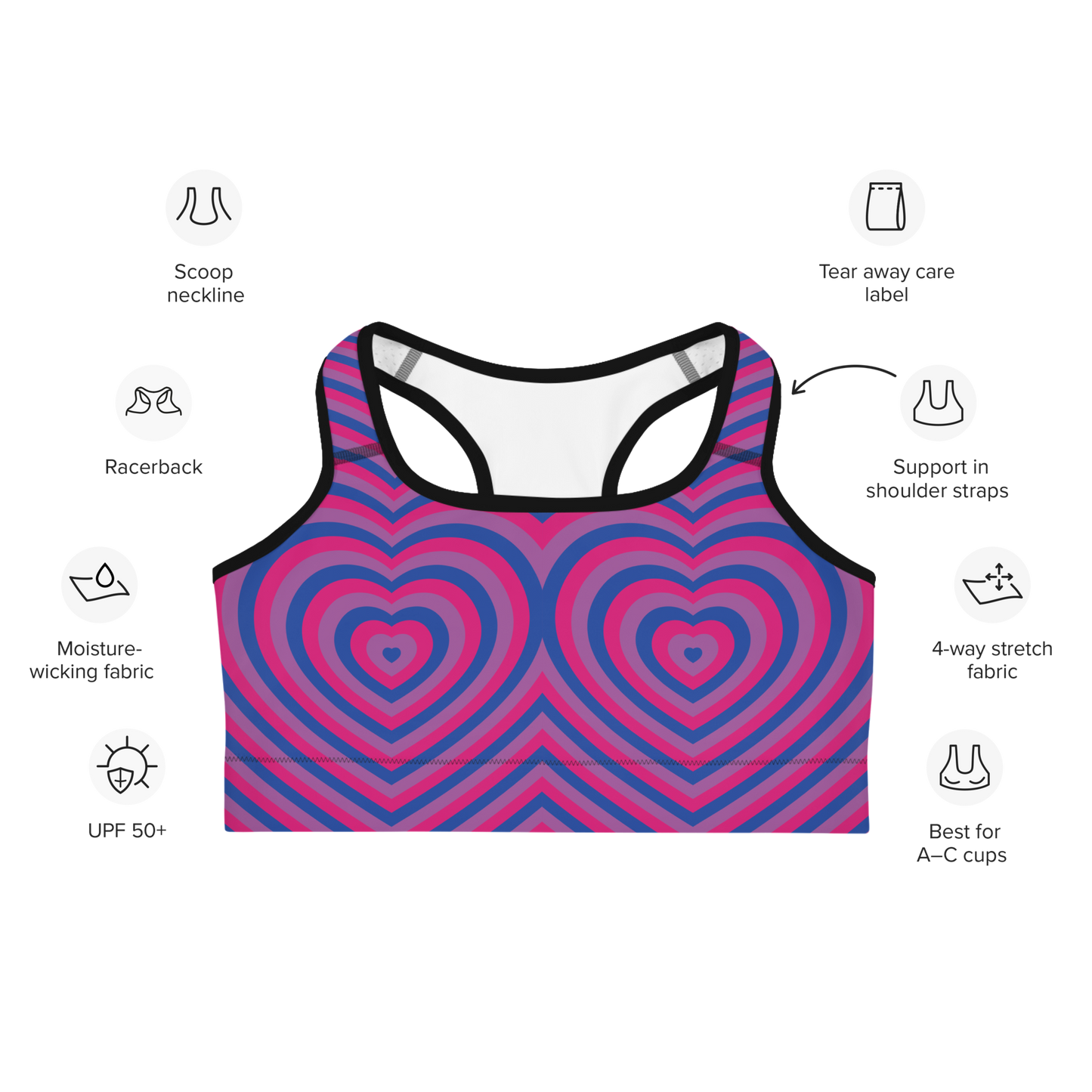 Bi Hearts Sports bra