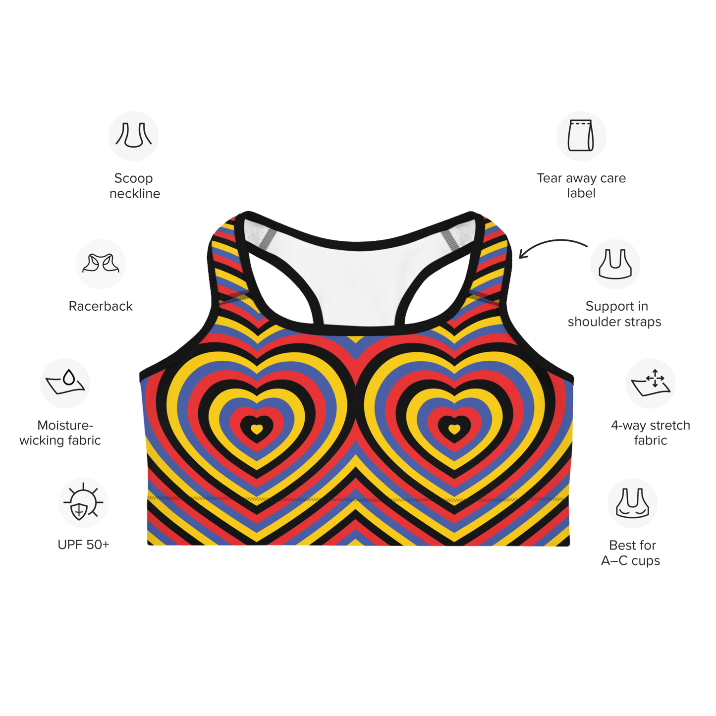 Poly Hearts Sports bra