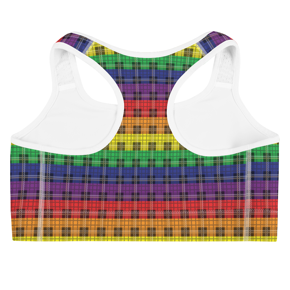 Rainbow Plaid Sports bra