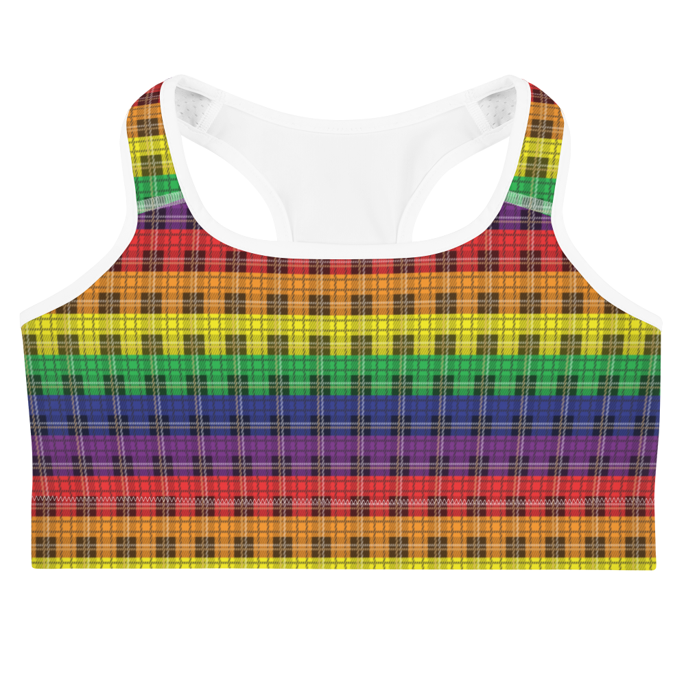 Rainbow Plaid Sports bra