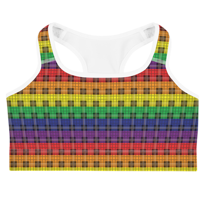 Rainbow Plaid Sports bra