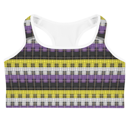 Enby Plaid Sports bra