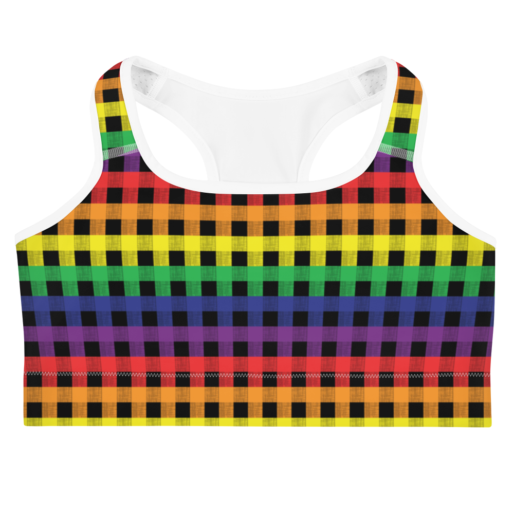 Rainbow Flannel Sports bra