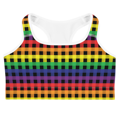 Rainbow Flannel Sports bra