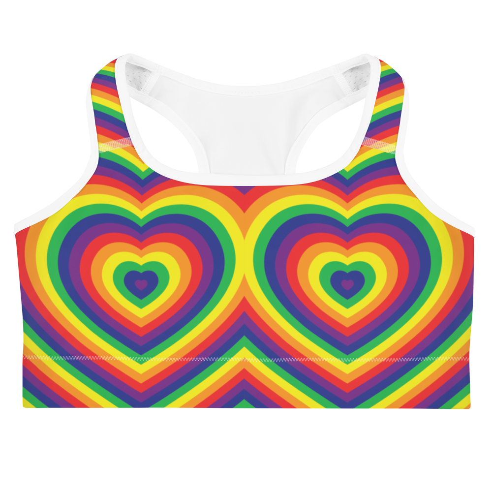 Rainbow Hearts Sports bra