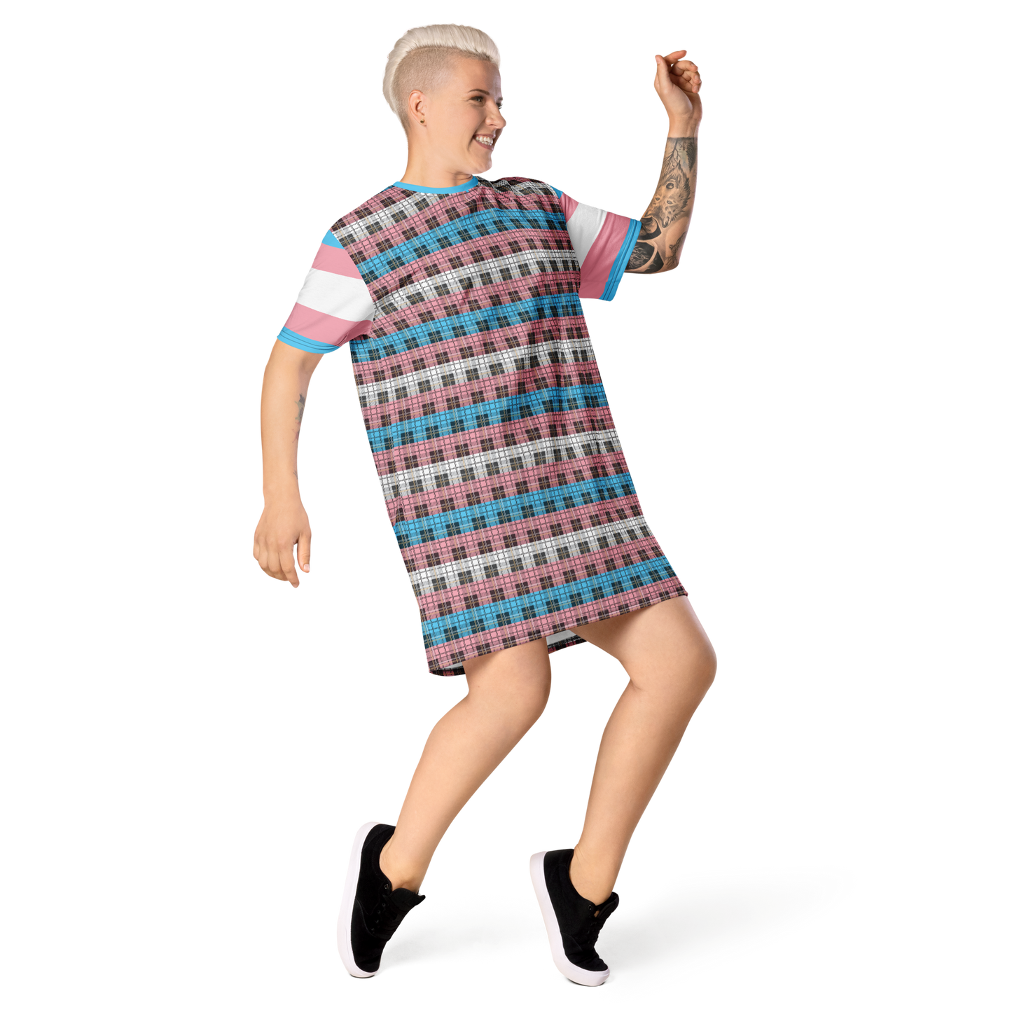 Trans Plaid T-shirt dress