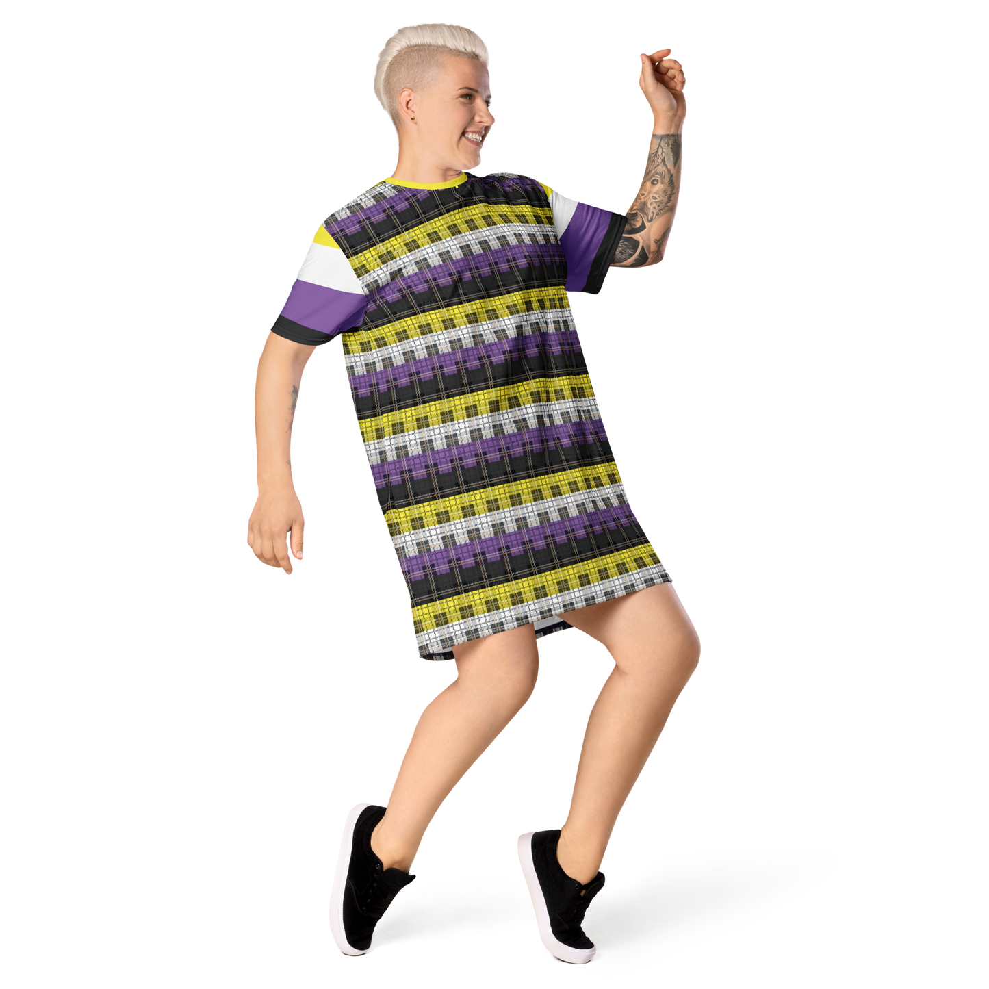 Enby Plaid T-shirt dress