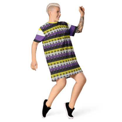 Enby Plaid T-shirt dress