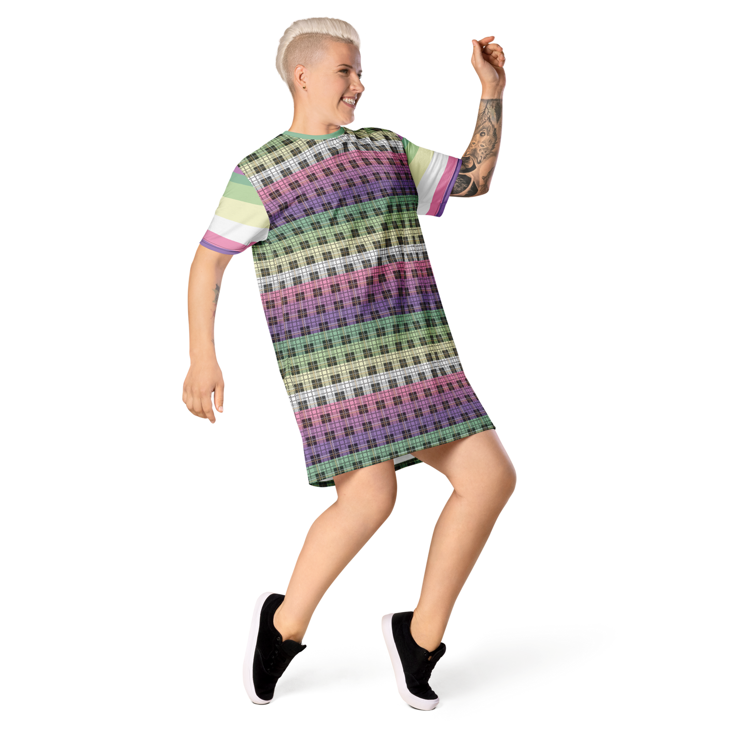 Genderfae Plaid T-shirt dress