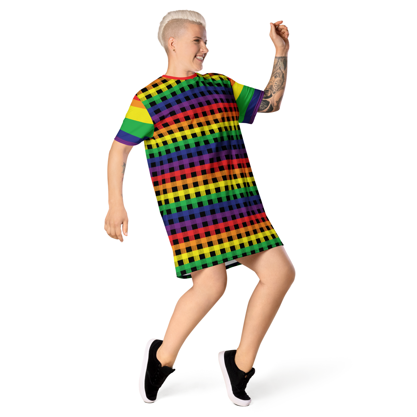 Rainbow Flannel T-shirt dress