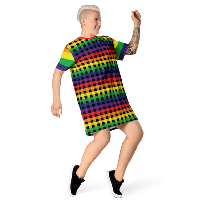 Rainbow Flannel T-shirt dress