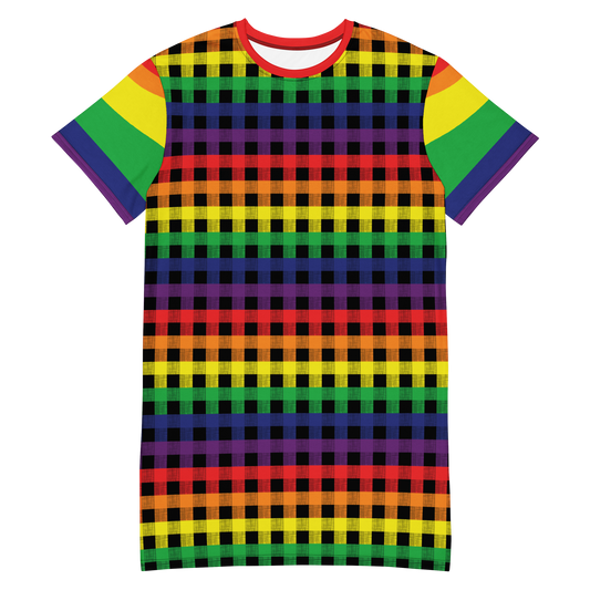 Rainbow Flannel T-shirt dress