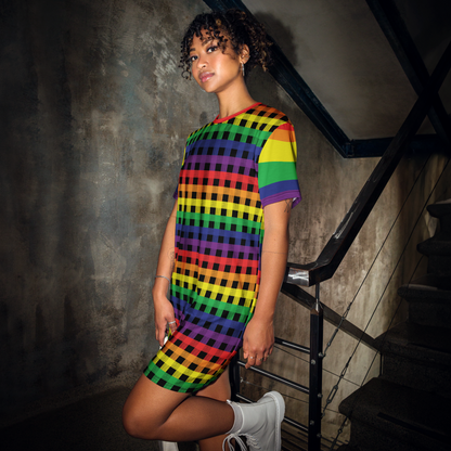 Rainbow Flannel T-shirt dress