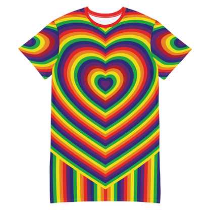 Rainbow Hearts T-shirt dress