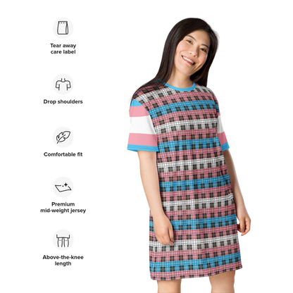 Trans Plaid T-shirt dress