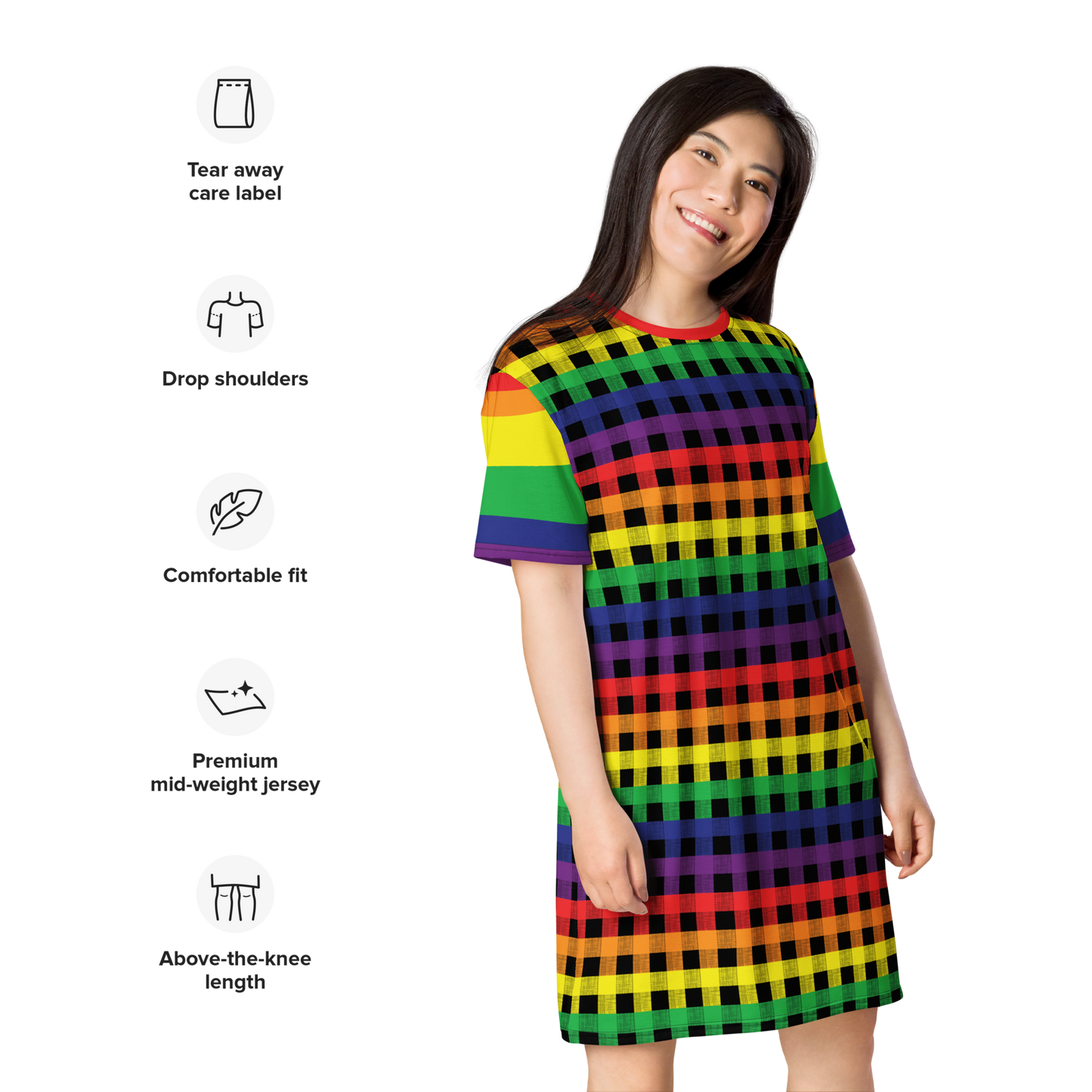 Rainbow Flannel T-shirt dress