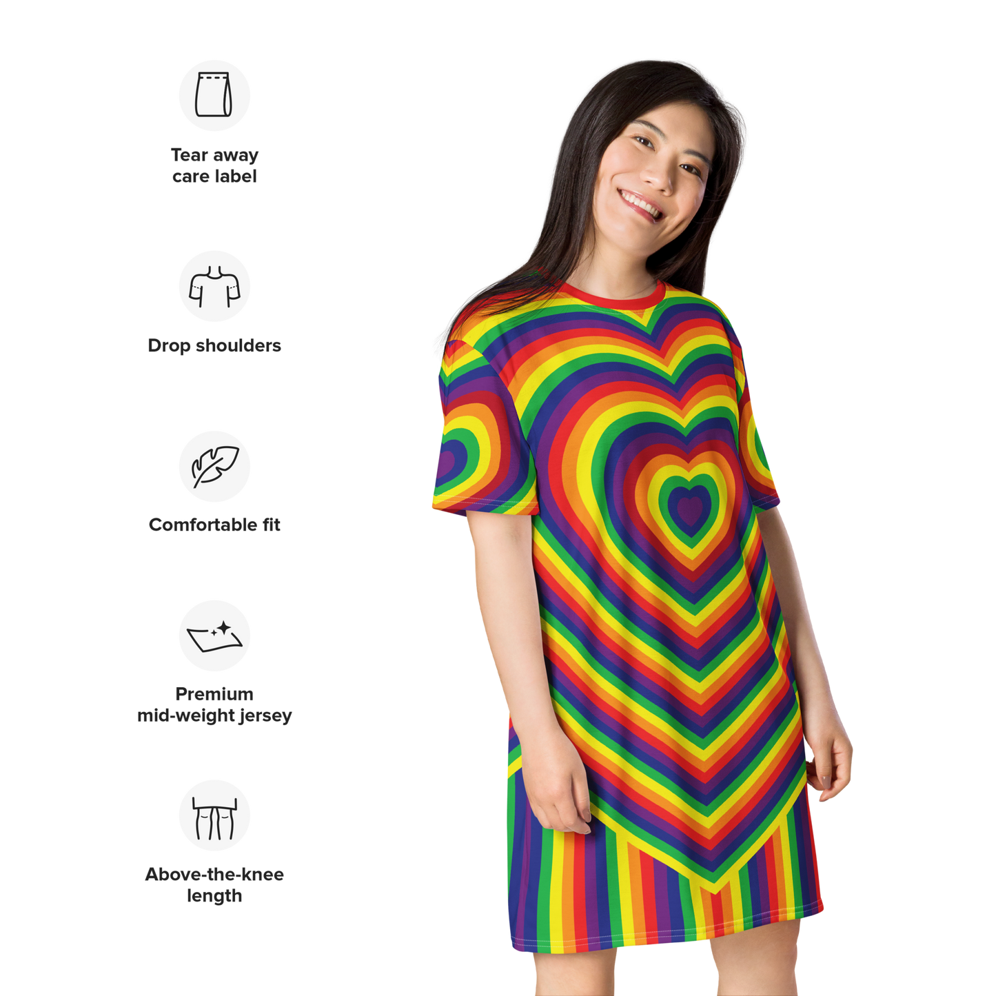 Rainbow Hearts T-shirt dress