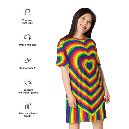 Rainbow Hearts T-shirt dress