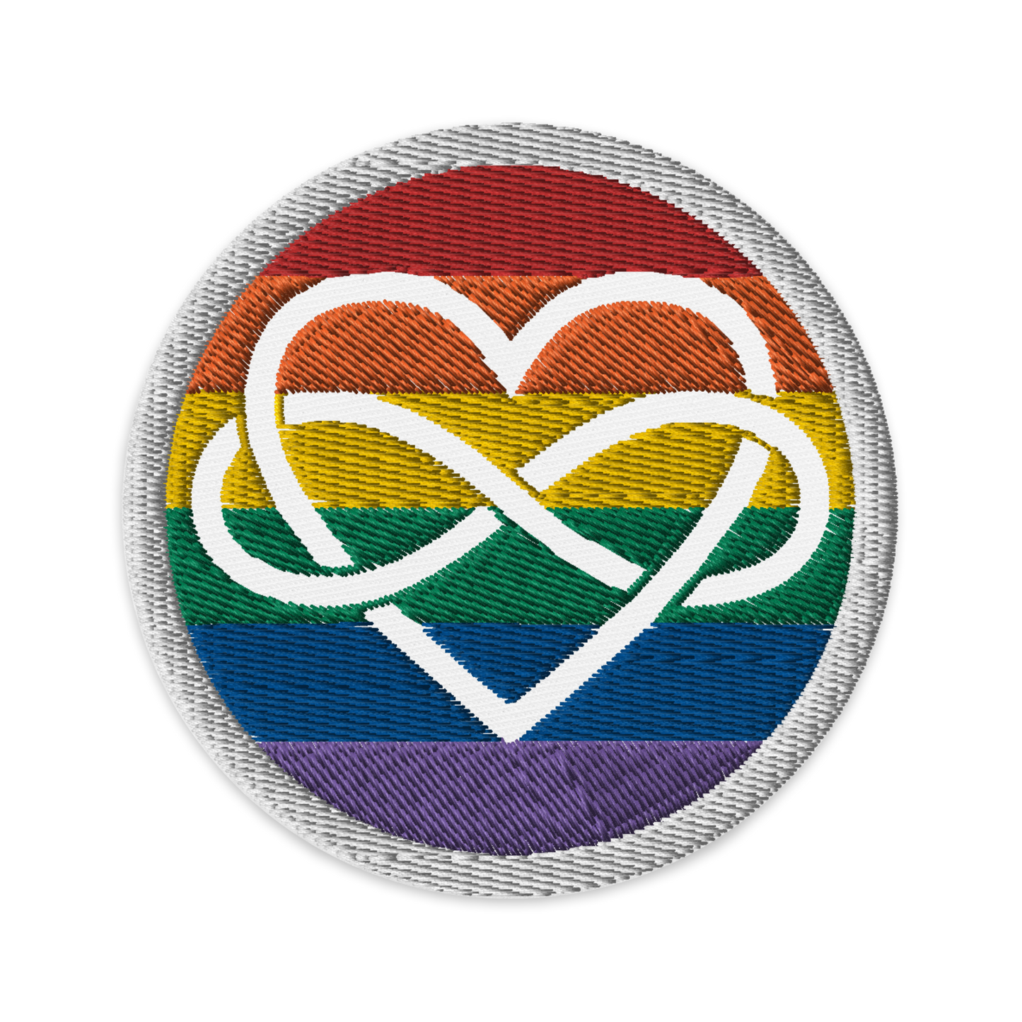 Polyamory Infinity Heart Rainbow Pride Embroidered Patch