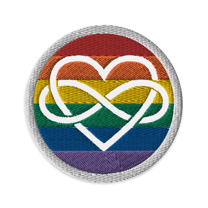 Polyamory Infinity Heart Rainbow Pride Embroidered Patch