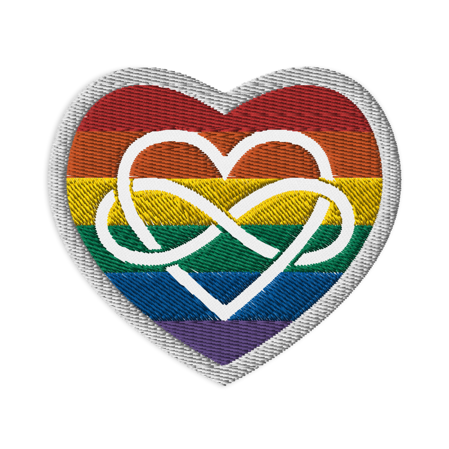 Polyamory Infinity Heart Rainbow Pride Embroidered Patch