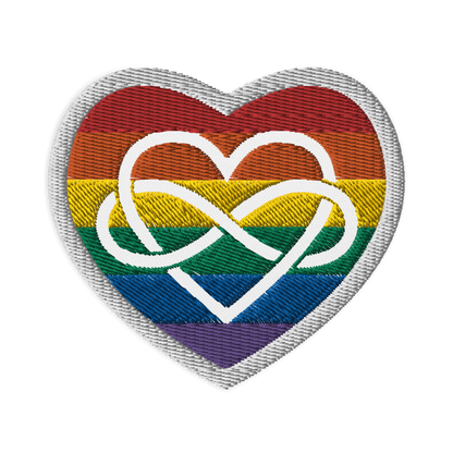 Polyamory Infinity Heart Rainbow Pride Embroidered Patch