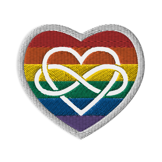 Polyamory Infinity Heart Rainbow Pride Embroidered Patch