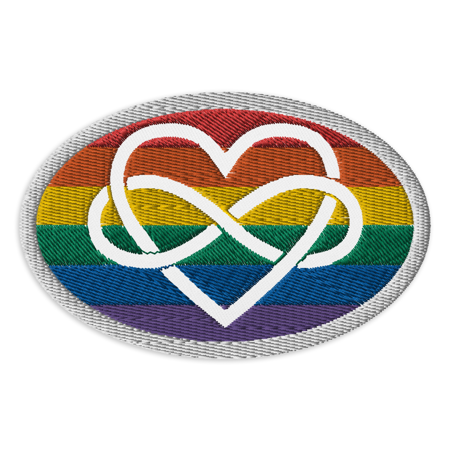 Polyamory Infinity Heart Rainbow Pride Embroidered Patch