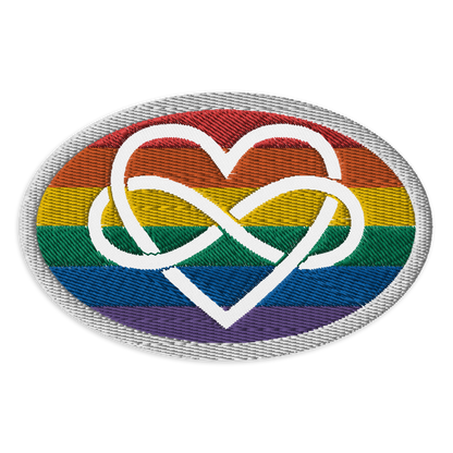 Polyamory Infinity Heart Rainbow Pride Embroidered Patch