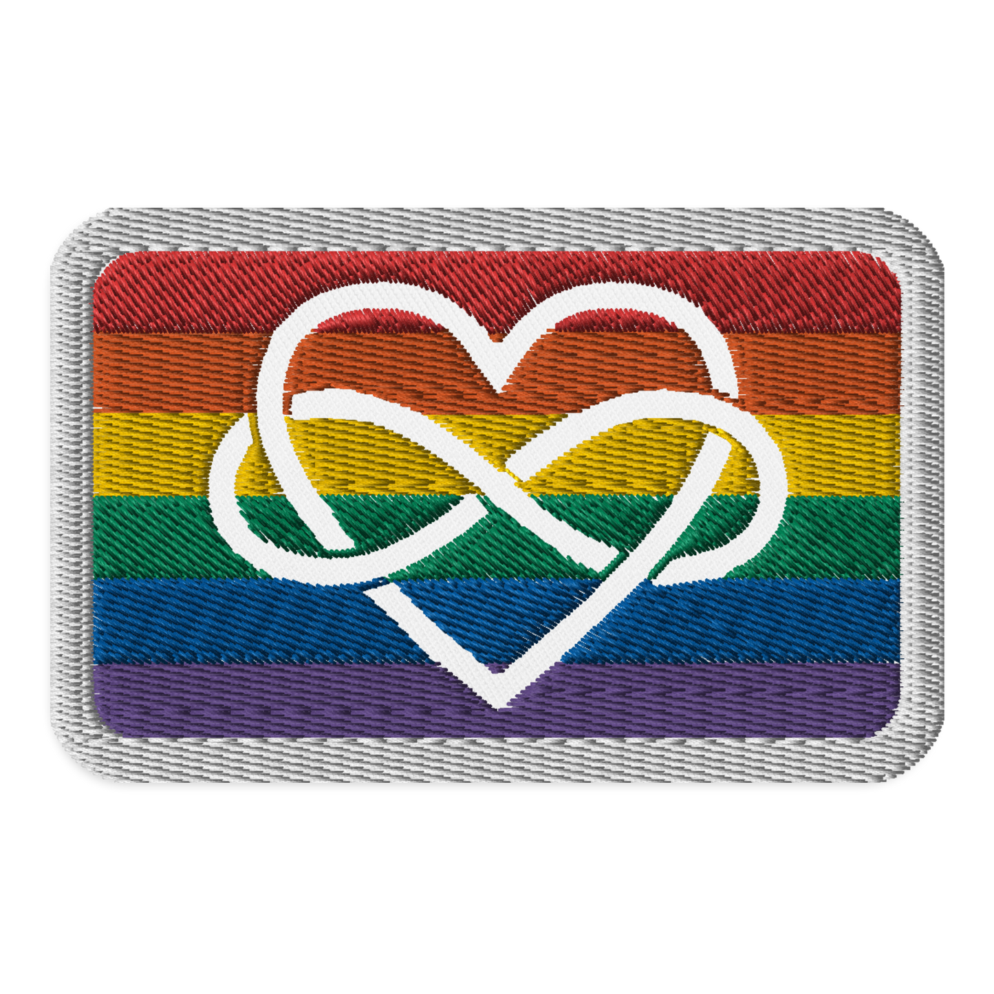 Polyamory Infinity Heart Rainbow Pride Embroidered Patch