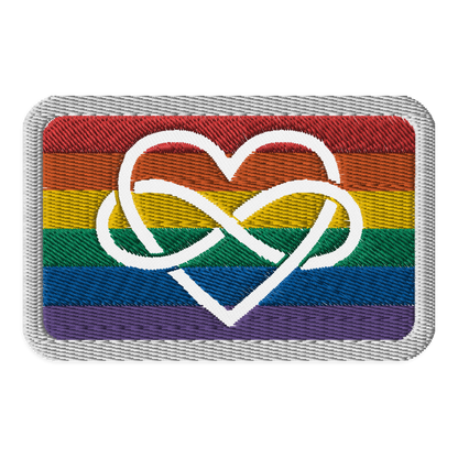 Polyamory Infinity Heart Rainbow Pride Embroidered Patch