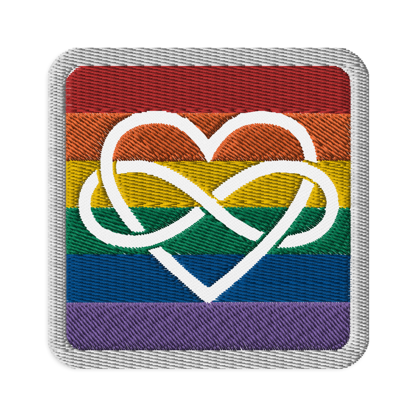 Polyamory Infinity Heart Rainbow Pride Embroidered Patch