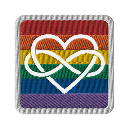 Polyamory Infinity Heart Rainbow Pride Embroidered Patch