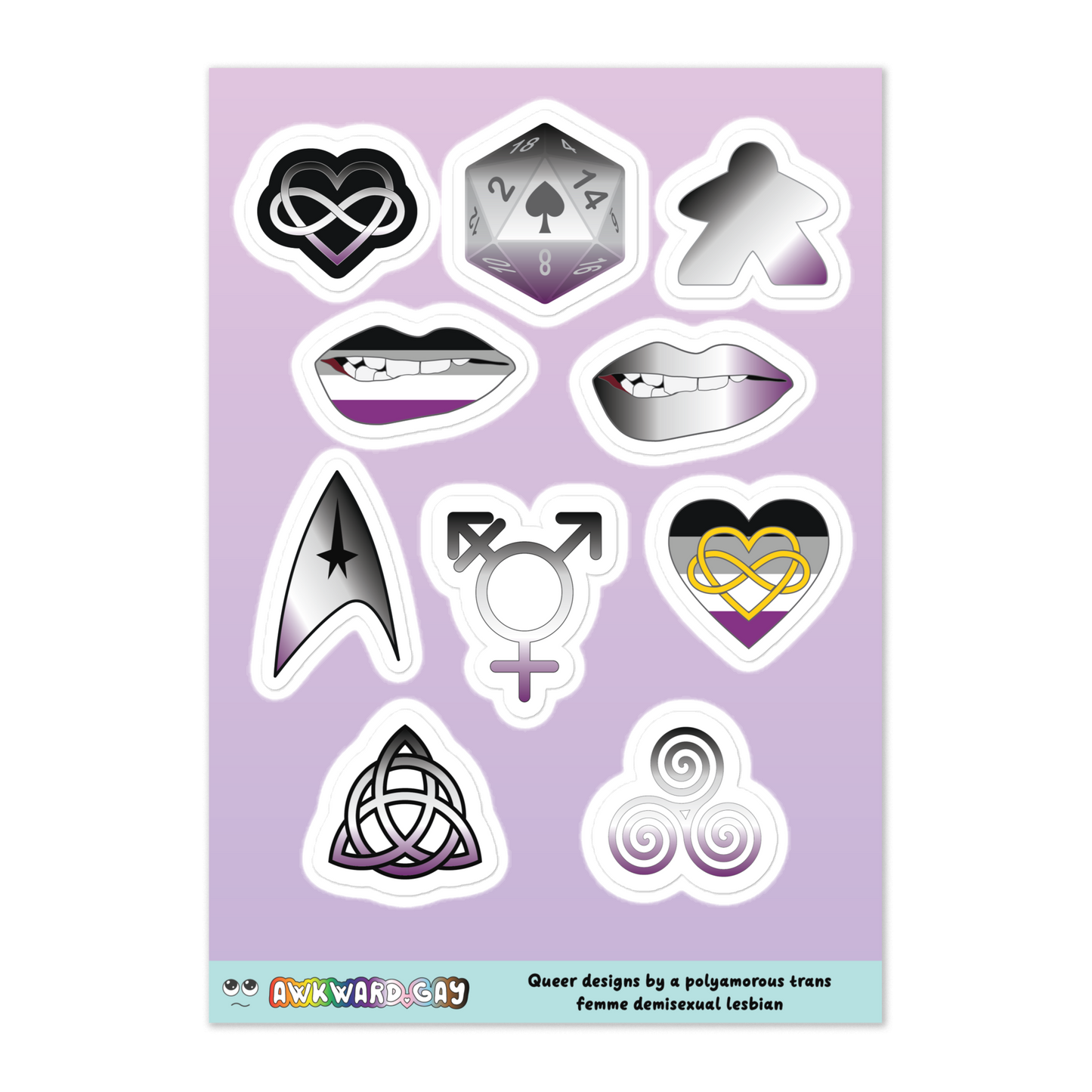 Sticker Sheet - Asexual/Demisexual