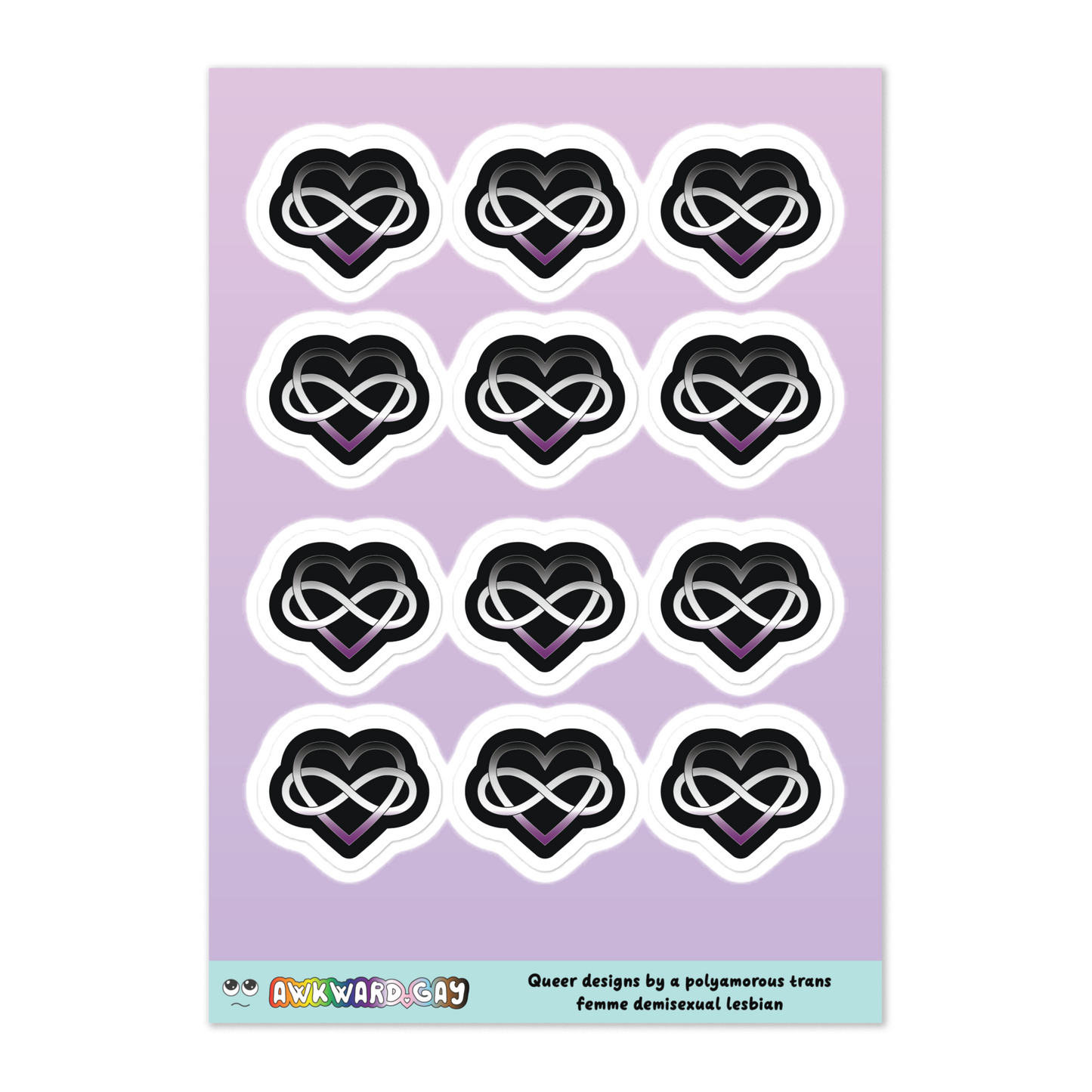 Polyamory Infinity Heart Sheet - Asexual/Demisexual