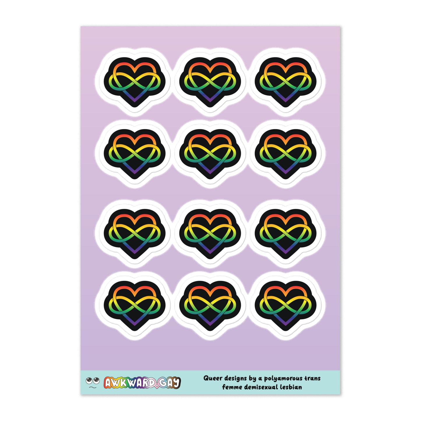 Polyamory Infinity Heart Sheet - Rainbow